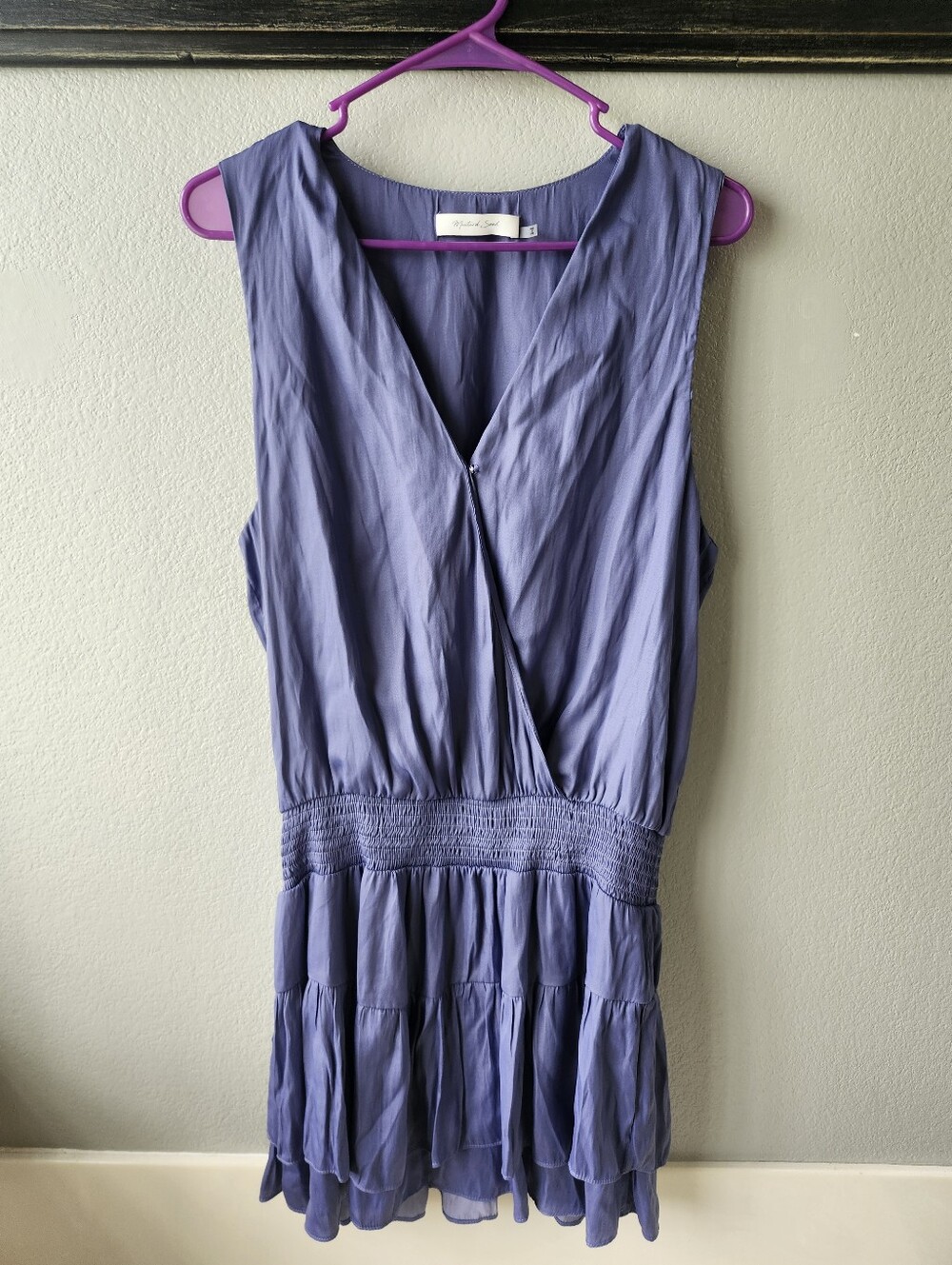 Mustard Seed Lavender Sleeveless V-Neck Tiered Mini Dress